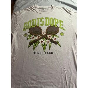 God is Dope tennis 100% cotton‎ white/green t shirt size large